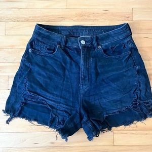 American eagle black distressed shorts